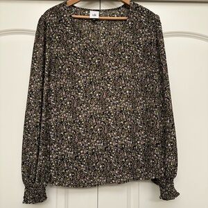 CAbi Floral Blouse - Black and Purple